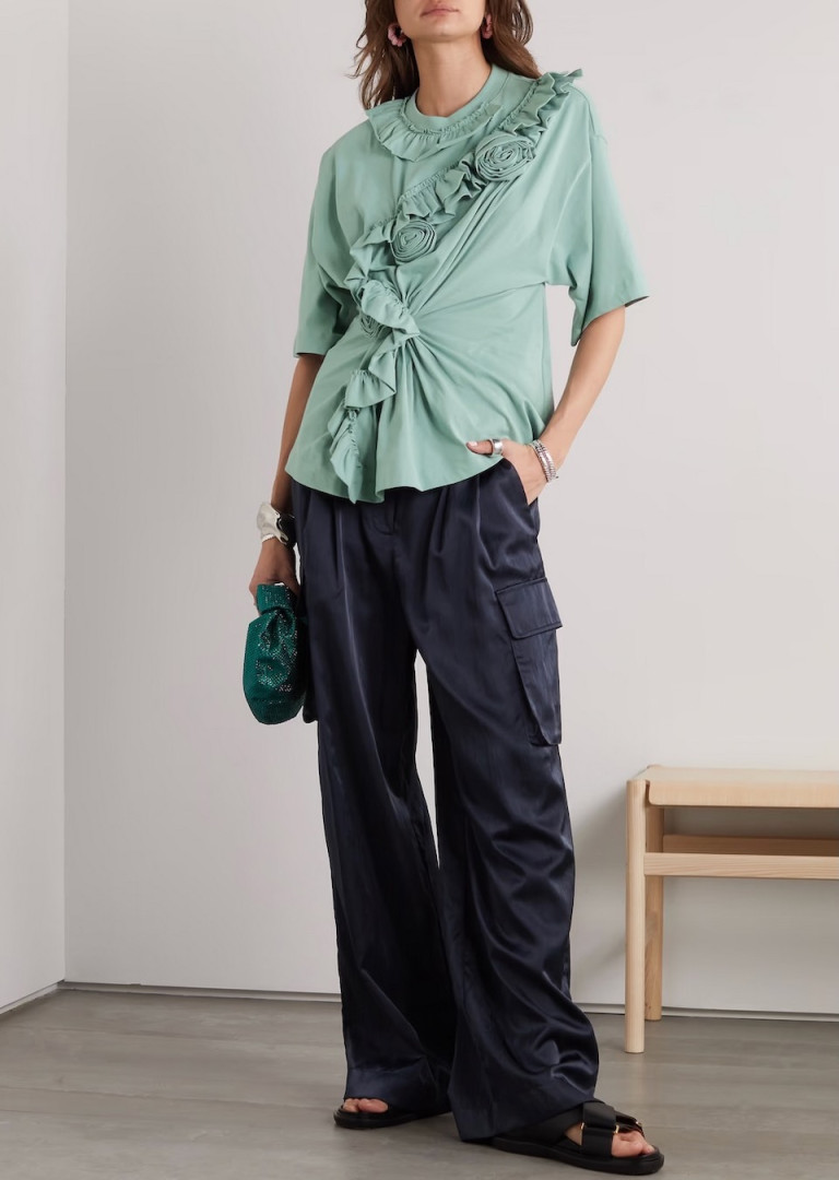 Dries Van Noten Ruffled Cotton-Jersey T-Shirt