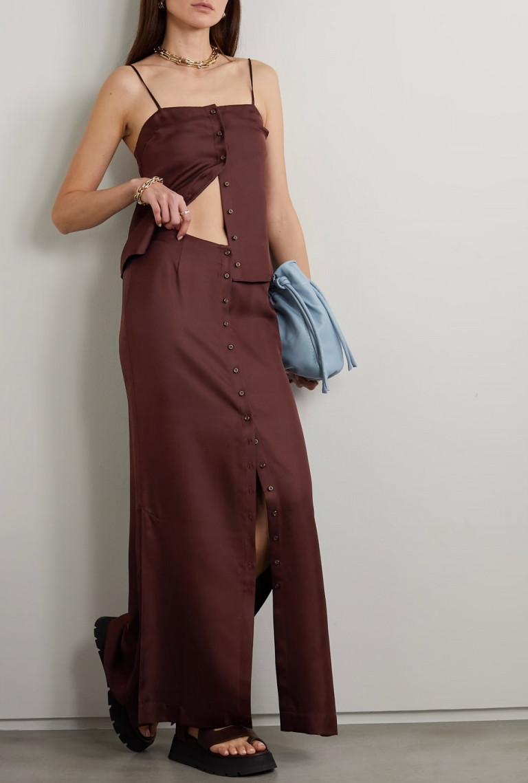 Loulou Studio Naroi Silk-Twill Maxi Skirt