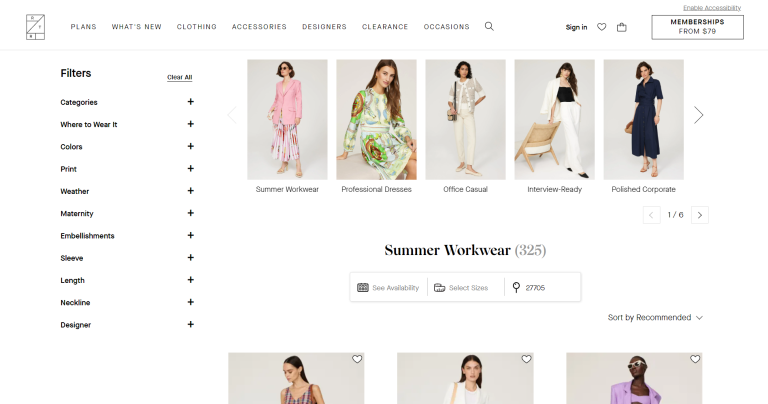 Rent The Runway’s Homepage
