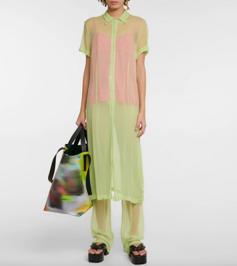 Dries Van Noten Silk Chiffon Pants