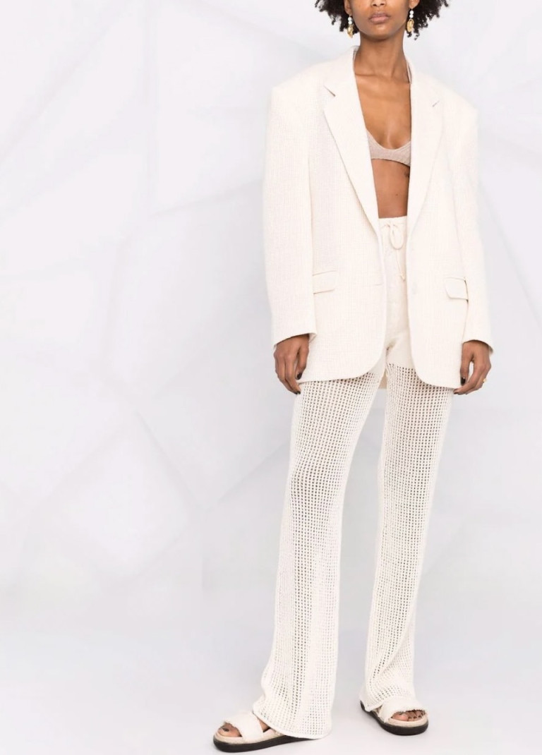 Nanushka Crochet-Knitted Sheer Trousers