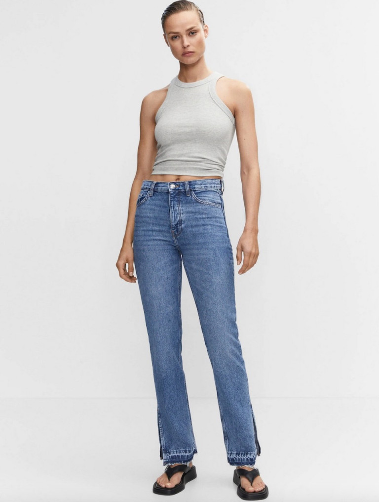 Mango High-Rise Straight Jeans With Slits