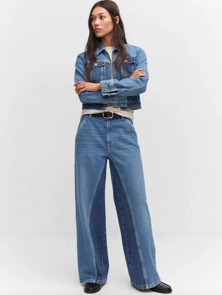 Mango Two-Tone Wide-Leg Jeans