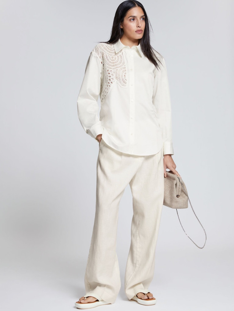 Other Stories Oversized Crocheted Detail Shirt