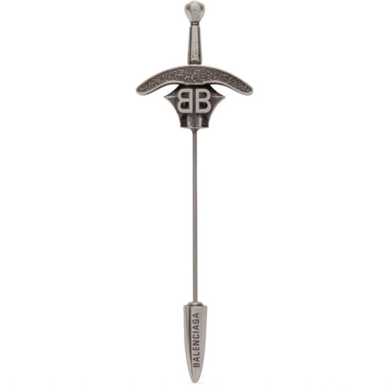 Balenciaga Logo-Plaque Sword Brooch