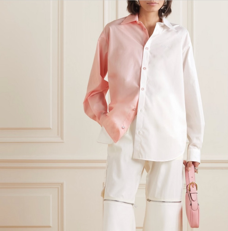 Marni Asymmetric Two-Tone Cotton-Poplin Shirt