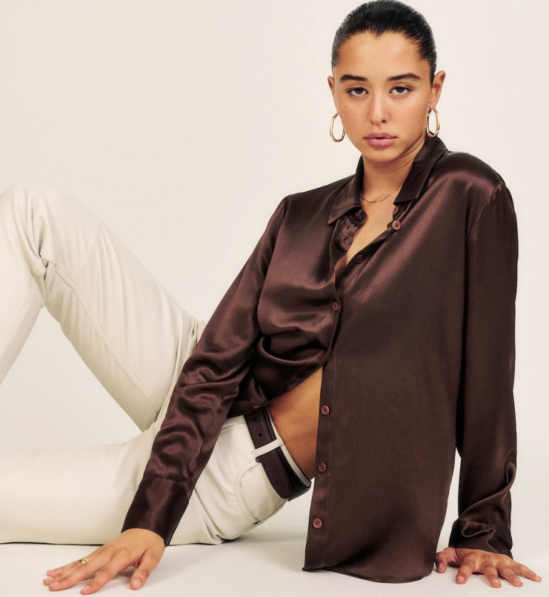 Reformation Sky Relaxed Silk Top