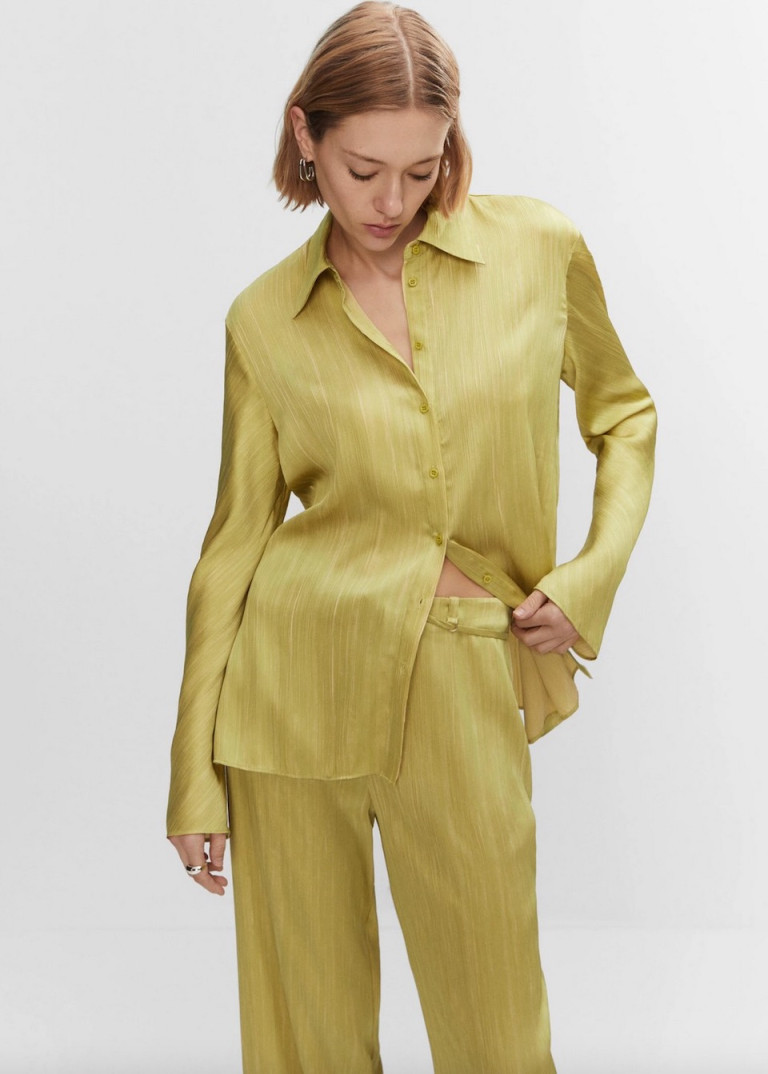 Mango Satin Pleated Shirt