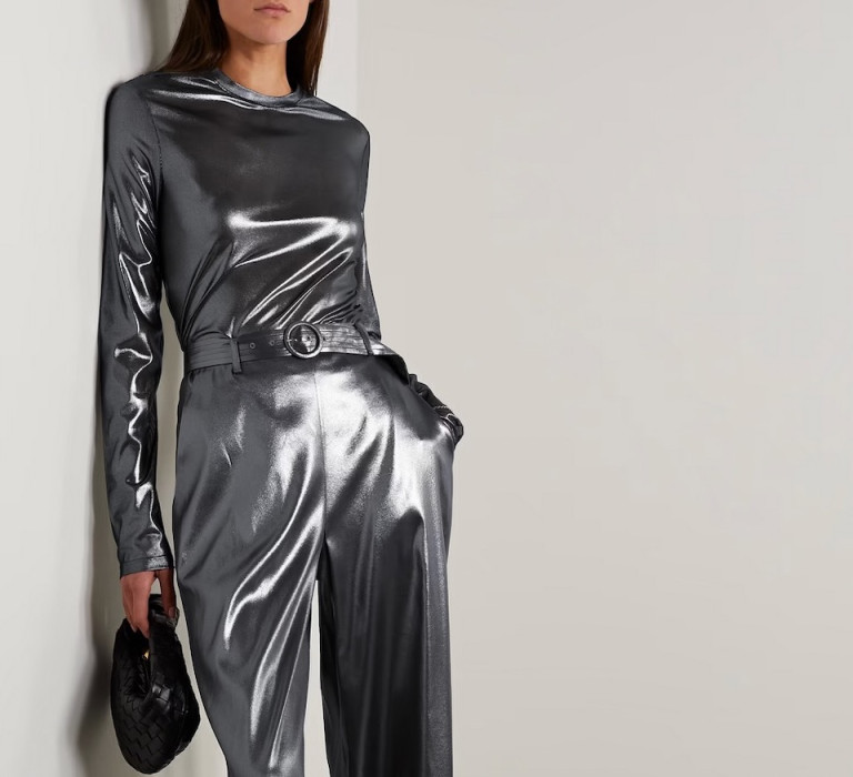 LaPointe Metallic Stretch-Mesh Top