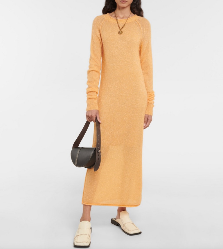 Acne Studios Metallic Knit Maxi Dress