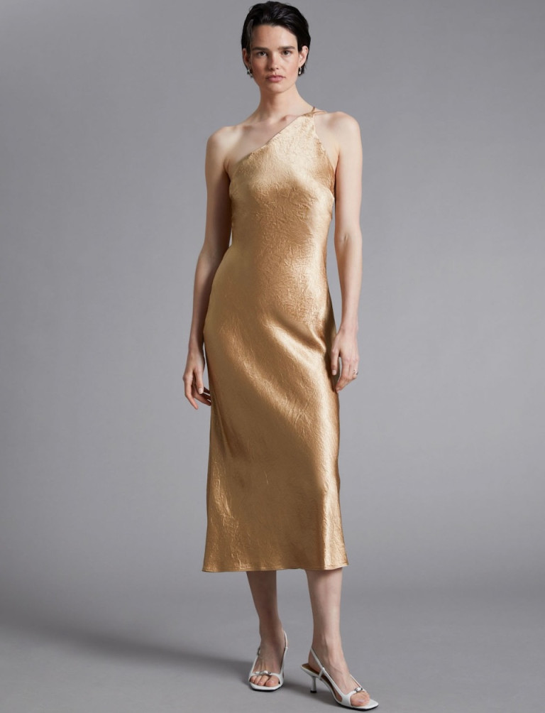 Other Stories One-Shoulder Satin Midi Dress