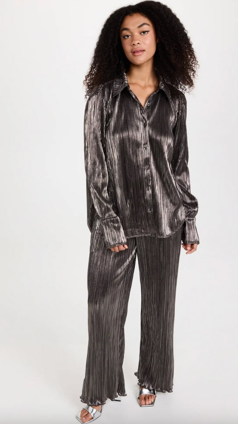 Good American Shine Plisse Pants
