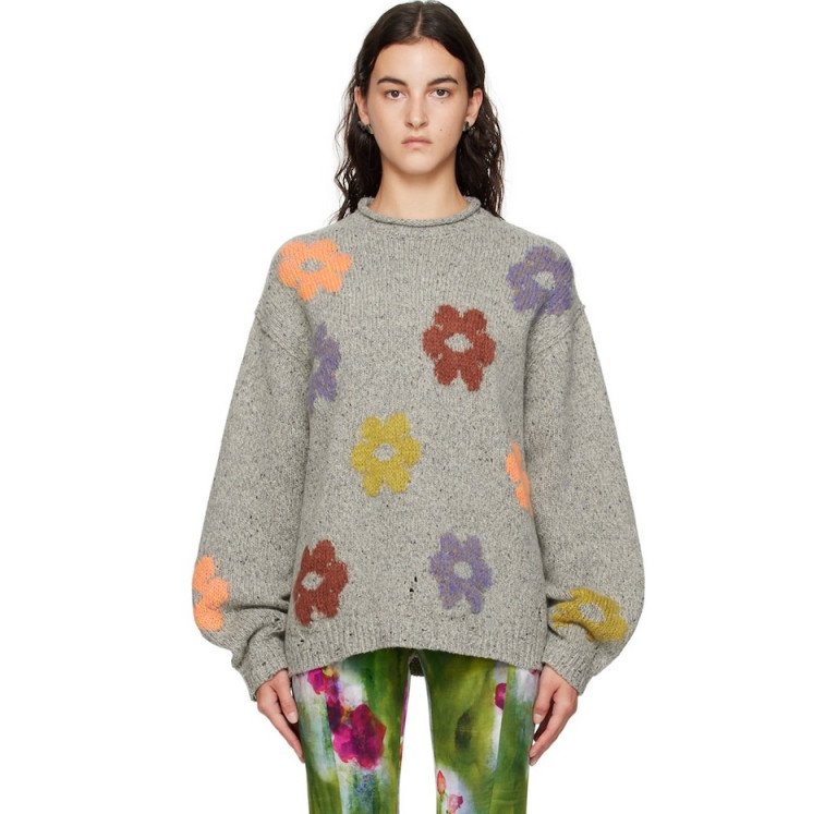 Acne Studios Gray Jacquard Sweater