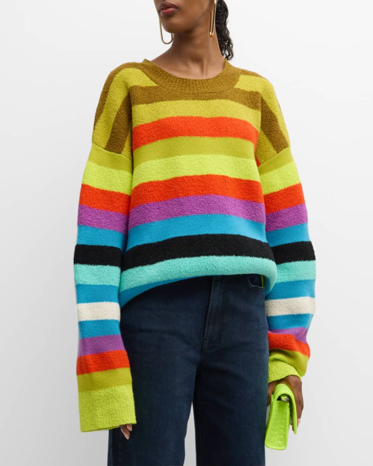 Christopher John Rogers Oversize Striped Wool-Blend Sweater