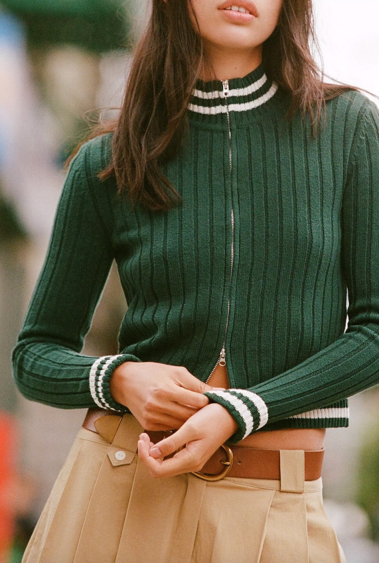 BDG Bella Recycled Zip-Up Cardigan