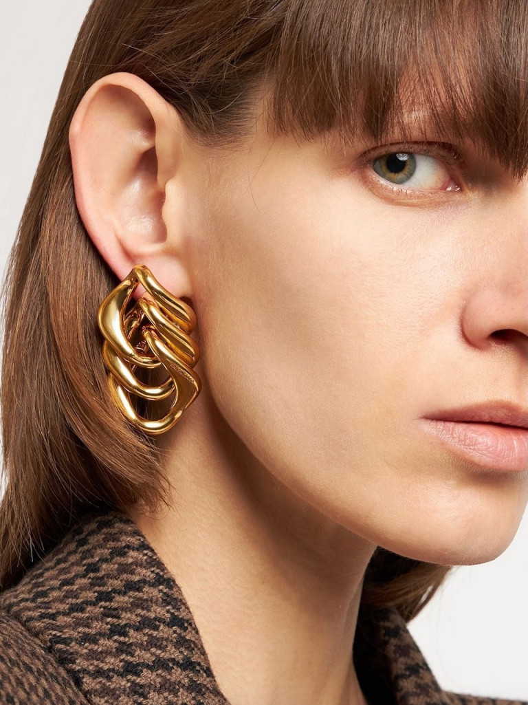 Balenciaga Linked Brass Earrings