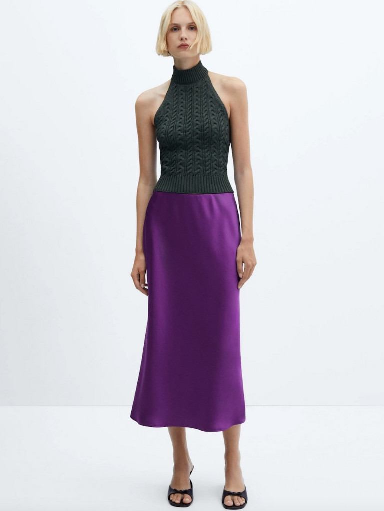 Mango Midi Satin Skirt