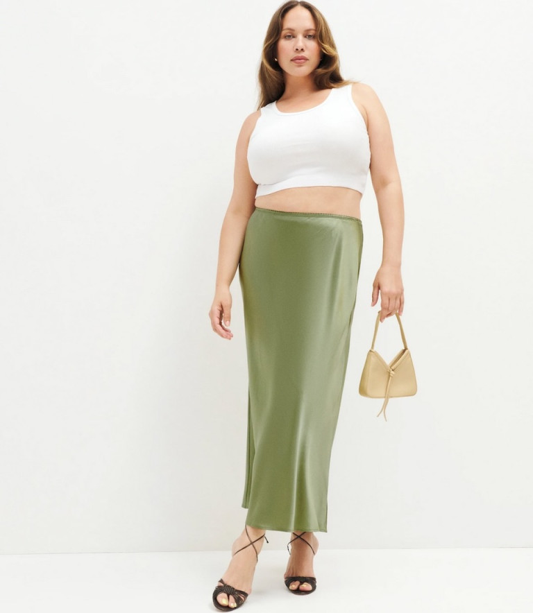 Reformation Layla Silk Skirt Es