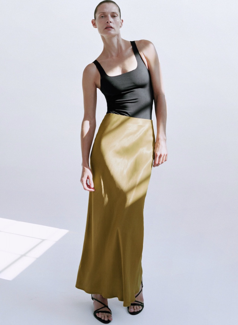 Zara Satin Effect Long Skirt