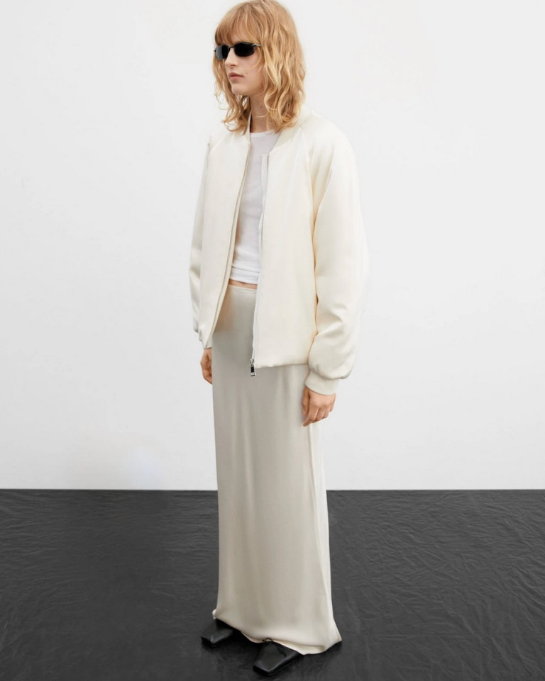 Mango Extra Long Satin Skirt