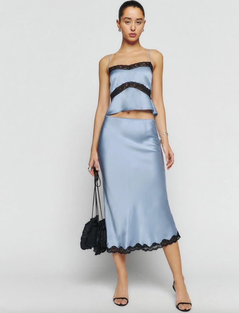 Reformation Arie Silk Skirt