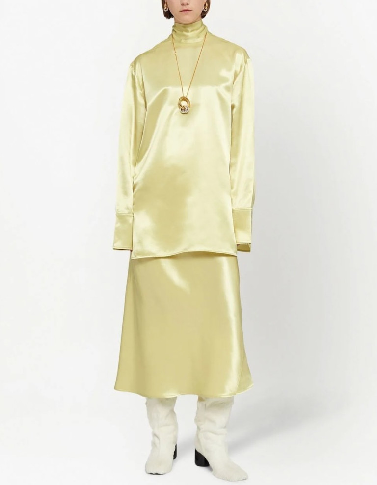 Jil Sander Satin-Finish Midi Skirt