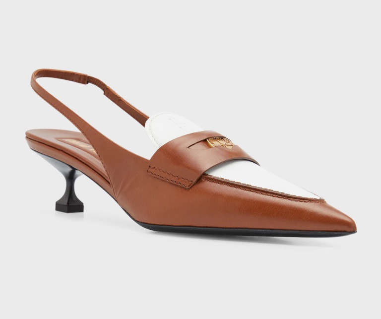 Miu Miu Leather Coin Penny Loafer Slingback