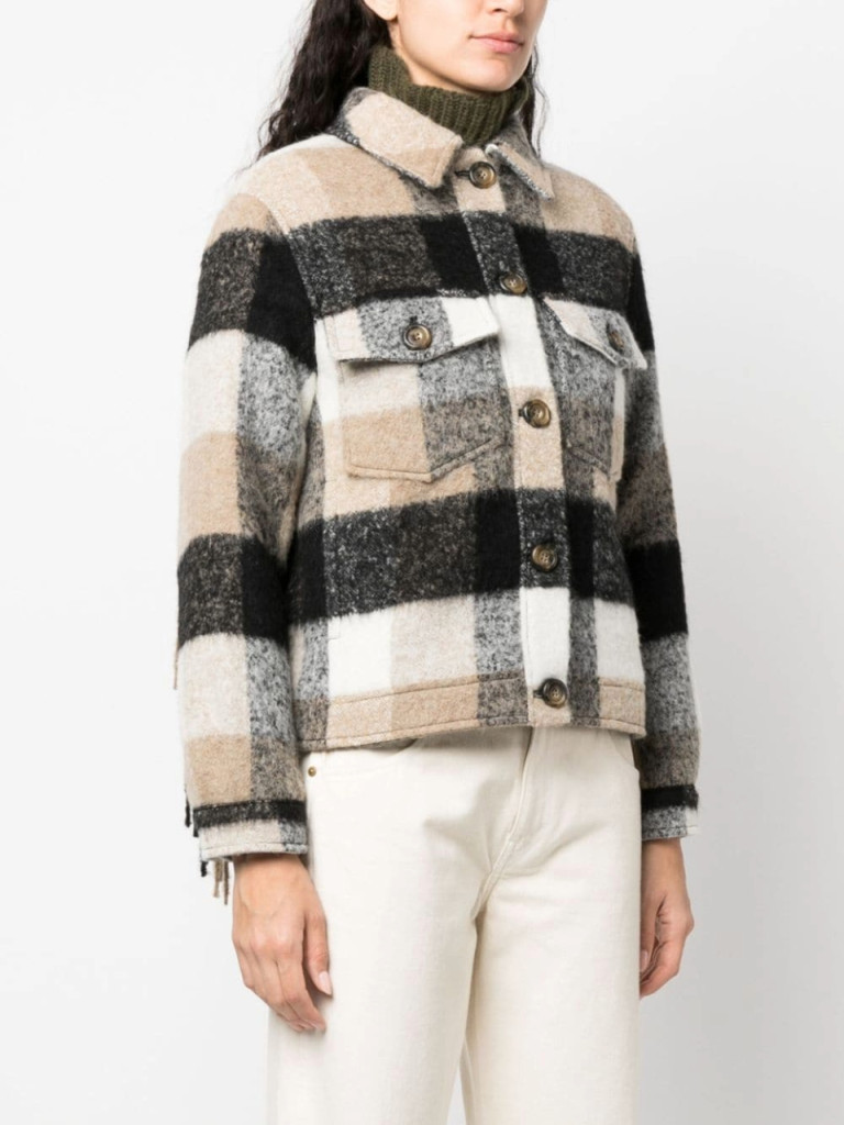 Woolrich Fringed Checked Shirt Jacket
