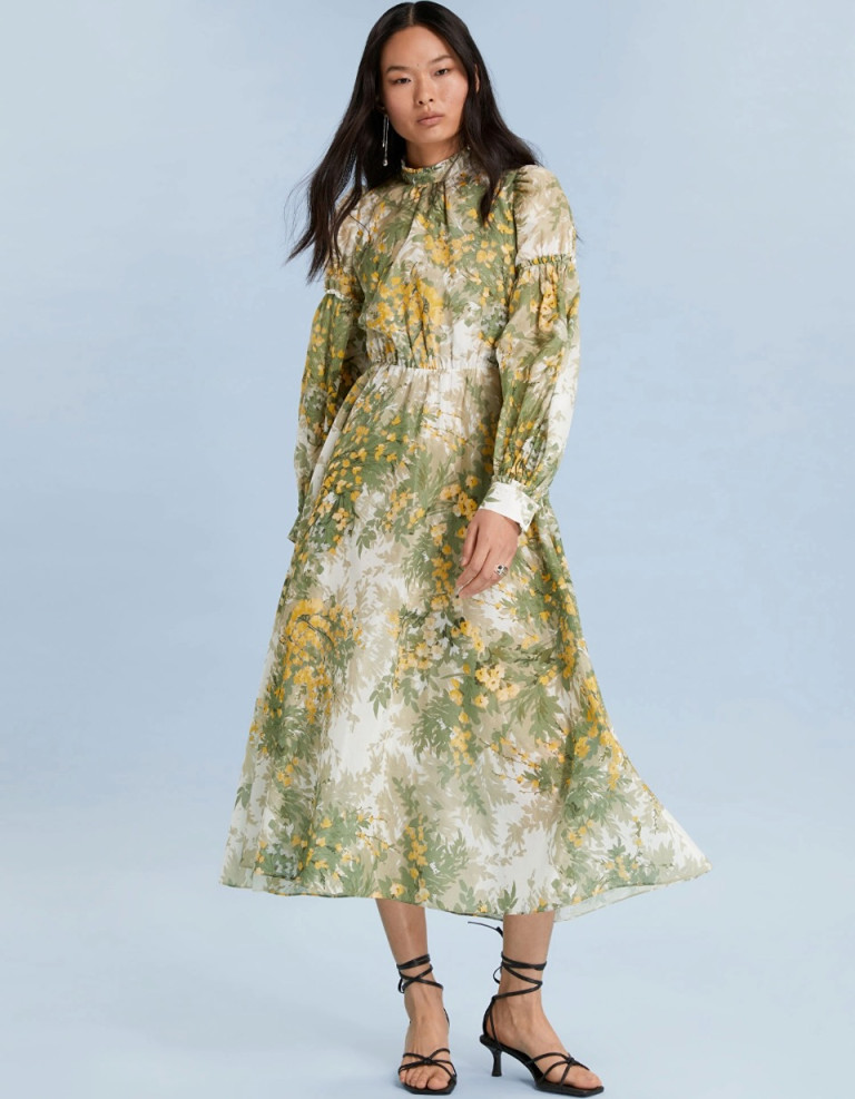 Other Stories High Neck Open-Back Flared Dress