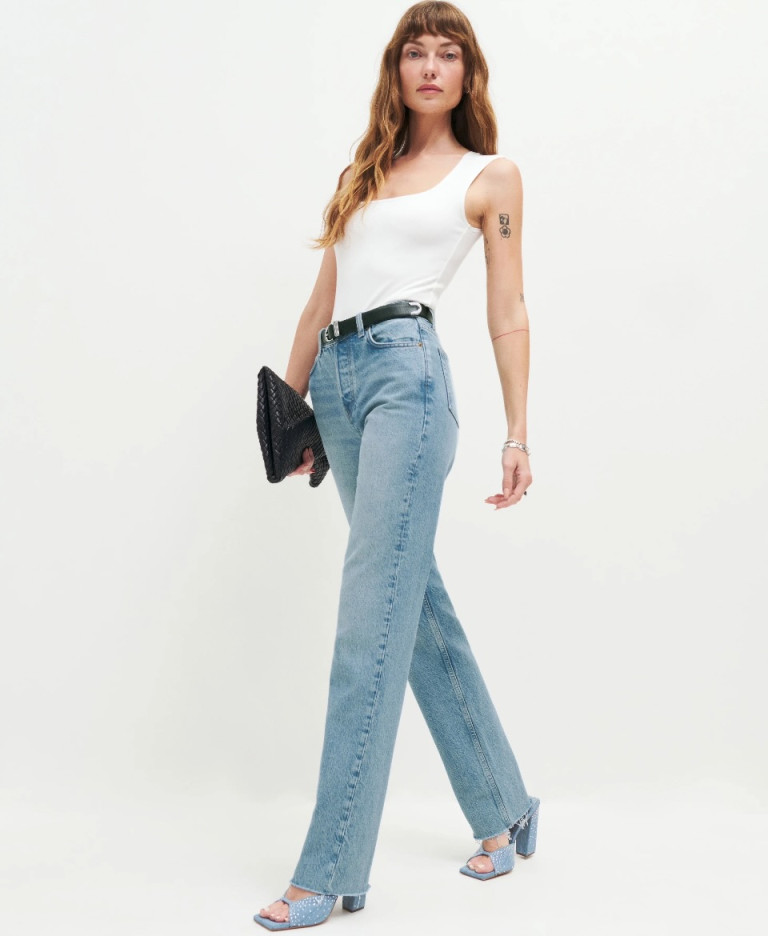 Reformation Cynthia High Rise Straight Long Jeans