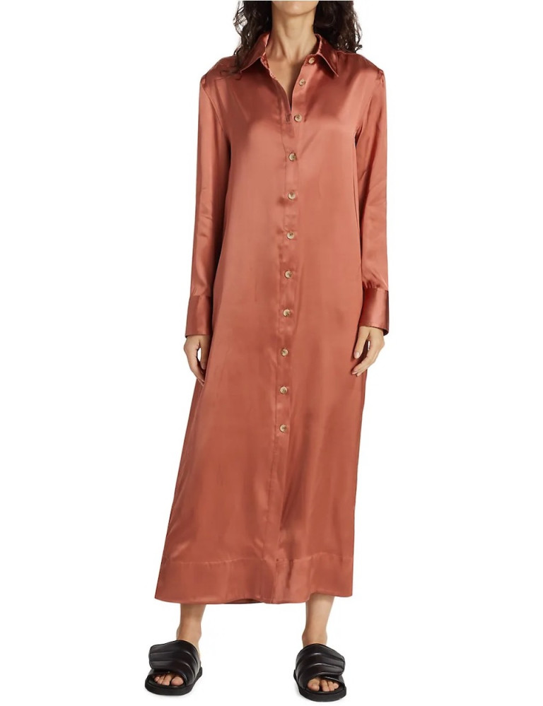 Loulou Studio Long Satin Shirtdress