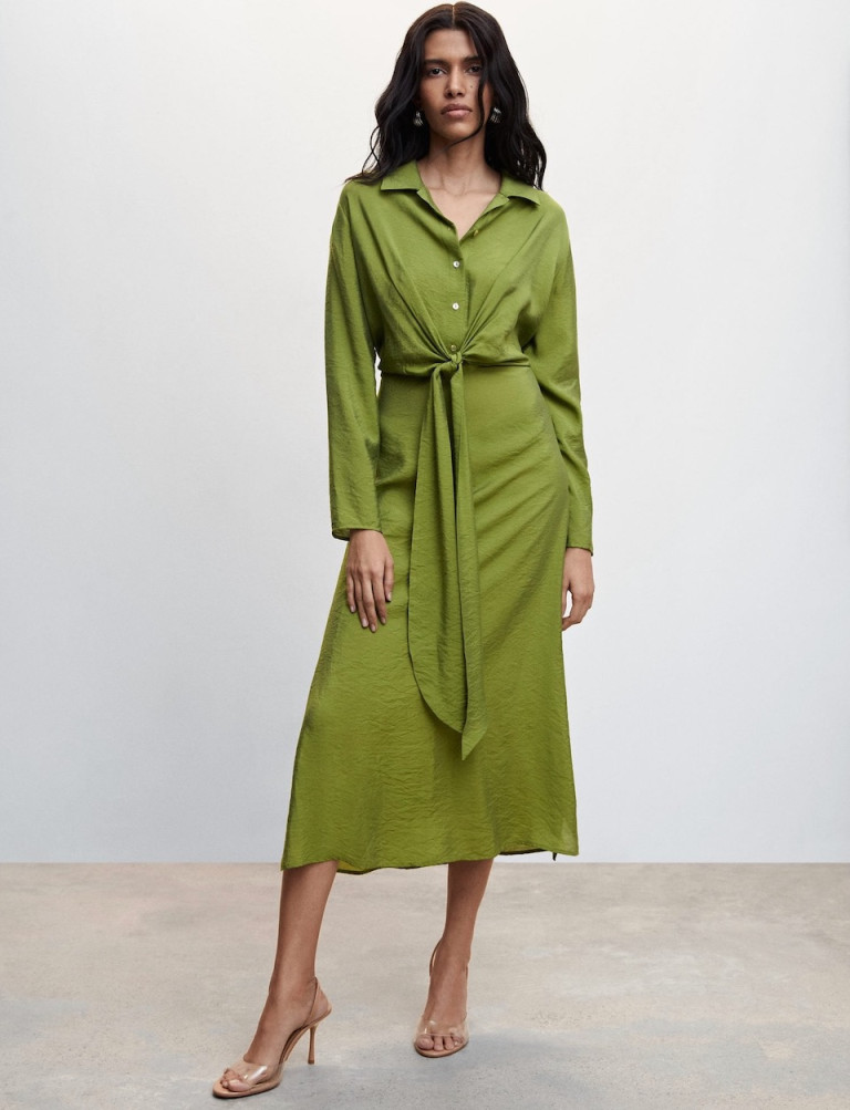 Mango Knot Detail Shirt Dress