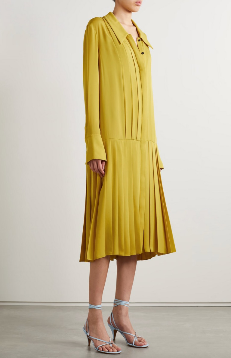Khaite Helli Pleated Silk Crepe de Chine