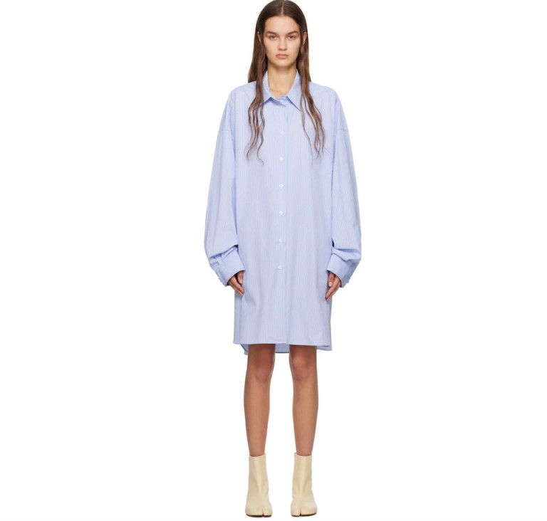 Maison Margiela Blue & White Pinstripe Shirt