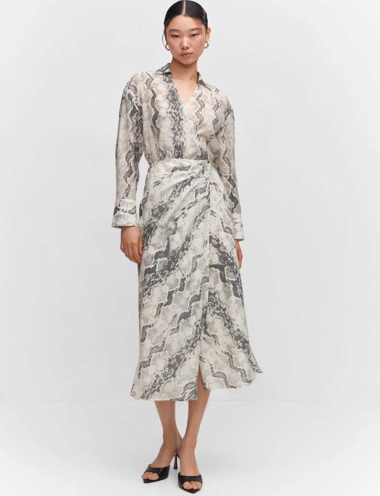 Mango Snake Print Lyocell Dress