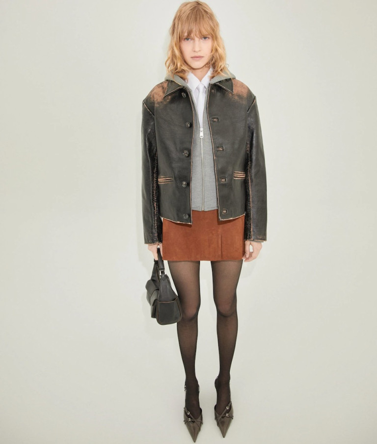 Mango Leather Jacket Worn Effect
