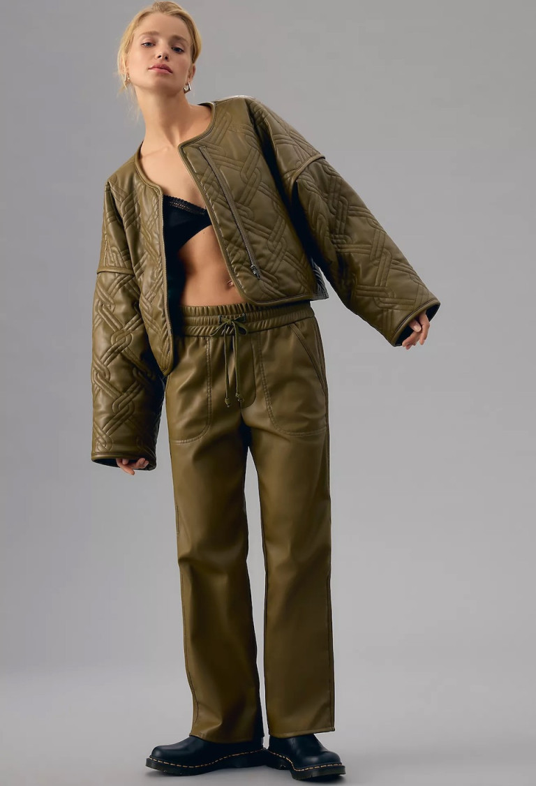 MOTHER The Underliner Faux Leather Jacket