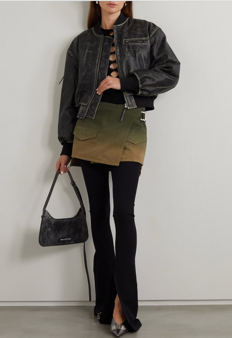Acne Studios Distressed Leather Bomber Jacket