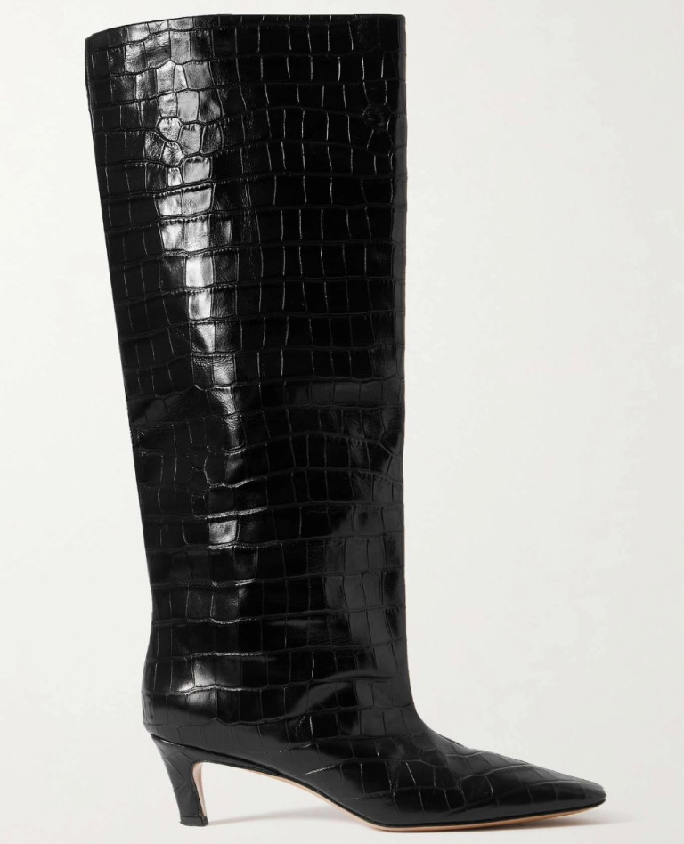 Toteme Croc-Effect Leather Knee Boots