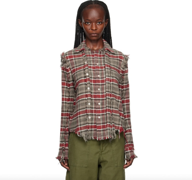 R13 Gray & Red Flat Shirt