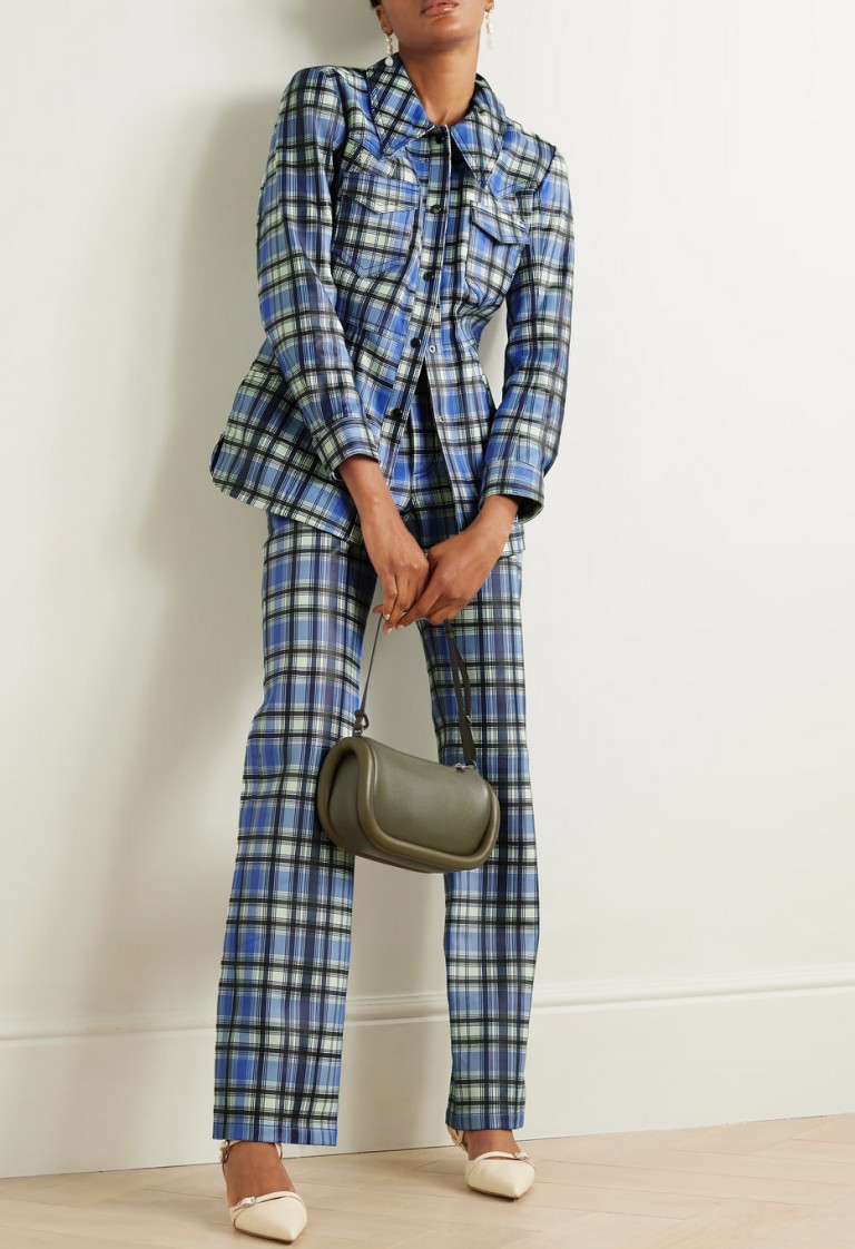 Dodo Bar Or Soof Checked Leather Straight-Leg