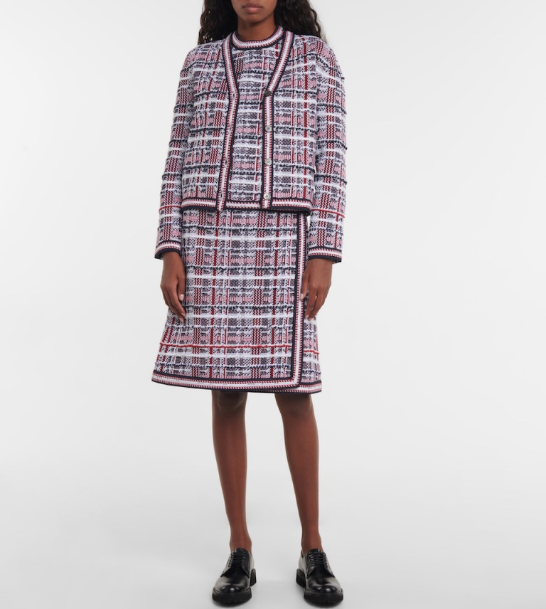Thom Browne Checked Cotton-Blend Wrap Skirt
