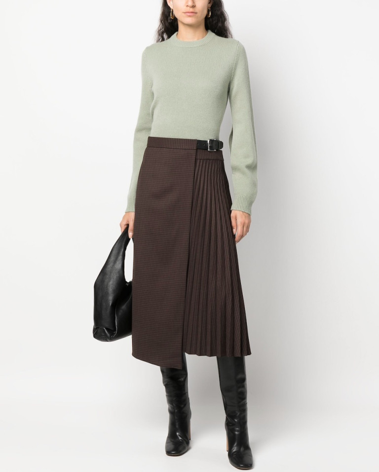 Tibi Check-Pattern Wrap Skirt