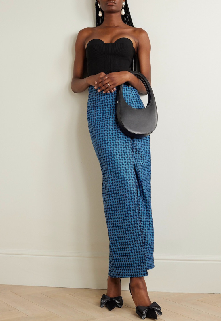 Tolu Coker + The Vanguard Denim-Jacquard Maxi Wrap Skirt