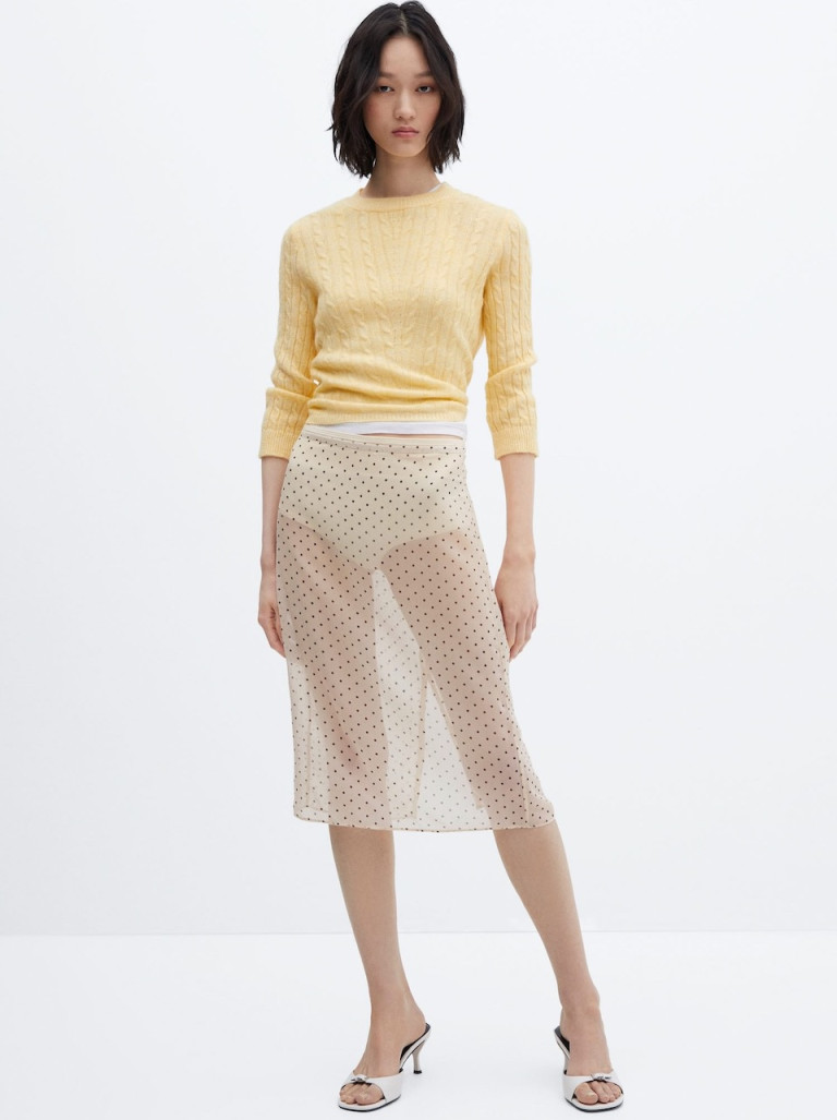 Mango Semi-Transparent Polka-Dot Skirt