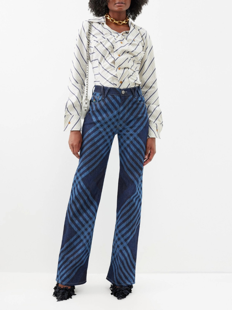 Vivienne Westwood Ray High-Rise Checked-Print Flared Jeans