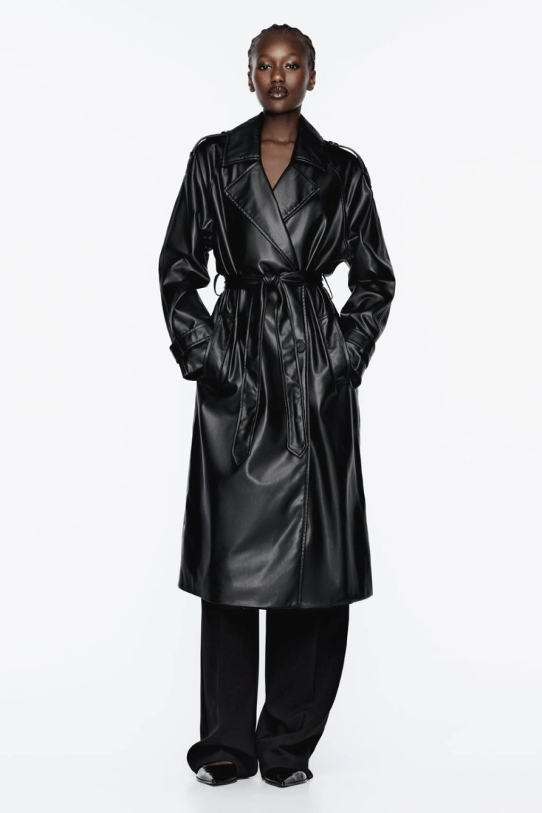 Zara Belted Faux Leather Trench