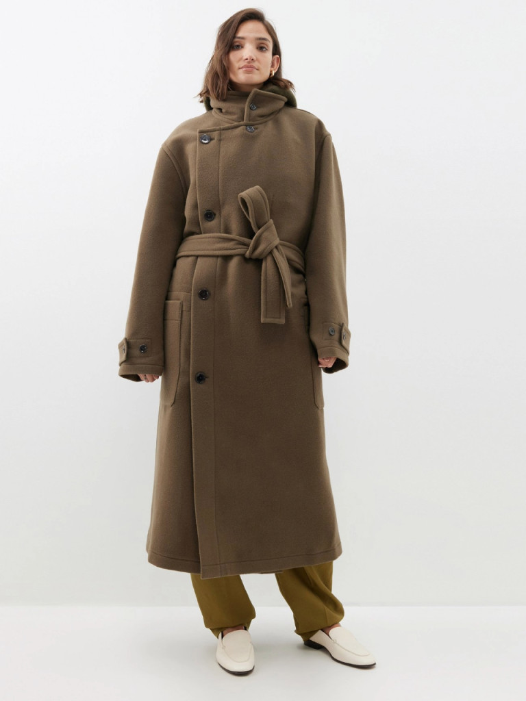 Lemaire Belted Wool Wrap Coat