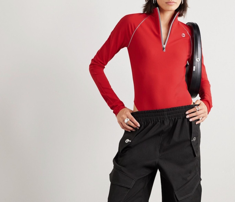 Coperni Stretch-Jersey Half-Zip Bodysuit