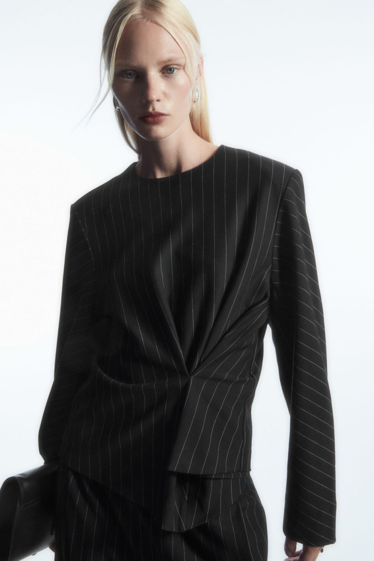 COS Pinstriped Draped Top